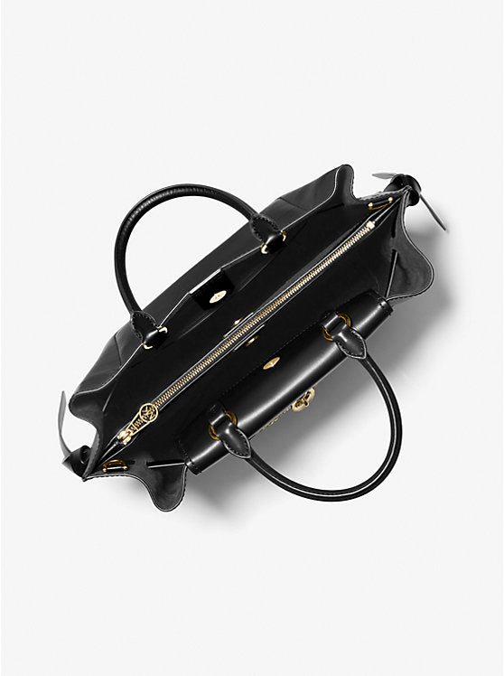 Michael Kors Hamilton Legacy Large Leather Belted Black Satchel | Pre Order