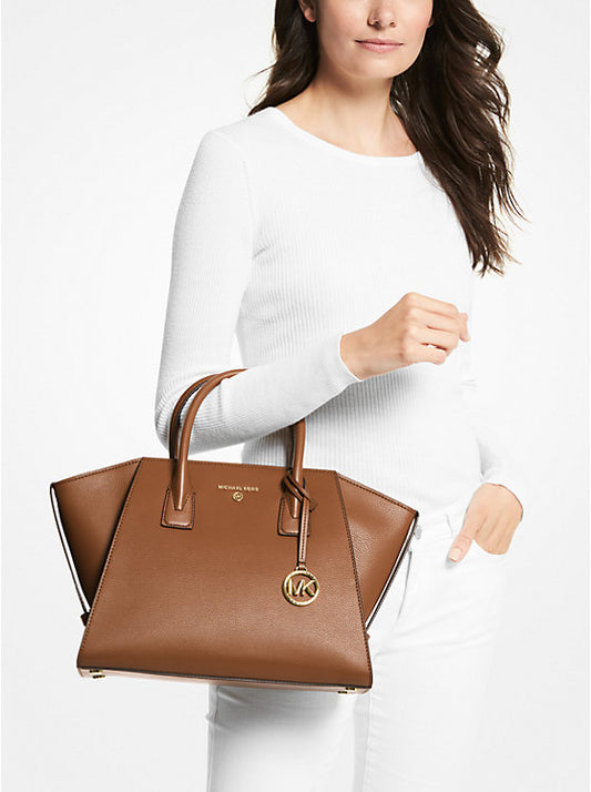 Michael Kors Avril Large Leather Top-Zip Satchel Brown | Pre Order