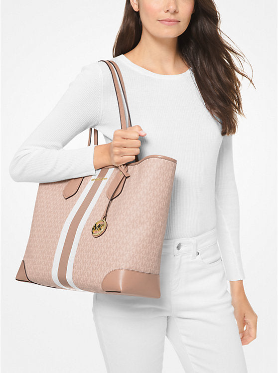 Michael Kors Eva Large Logo Stripe Tote Bag Pink Multi | Pre Order