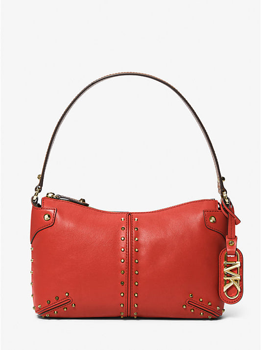 Michael Kors Astor Large Studded Leather Shoulder Bag Bright Red | Pre Order