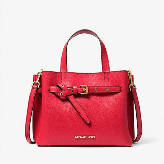 Michael Kors Emilia Small Pebbled Leather Satchel Red | Pre Order