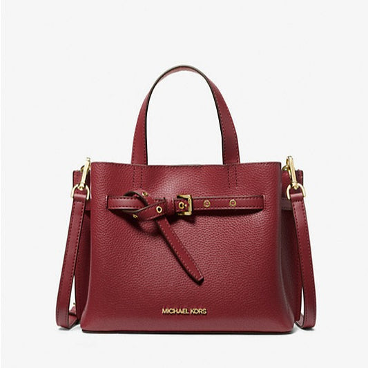 Michael Kors Emilia Small Pebbled Leather Satchel Dark Cherry | Pre Order