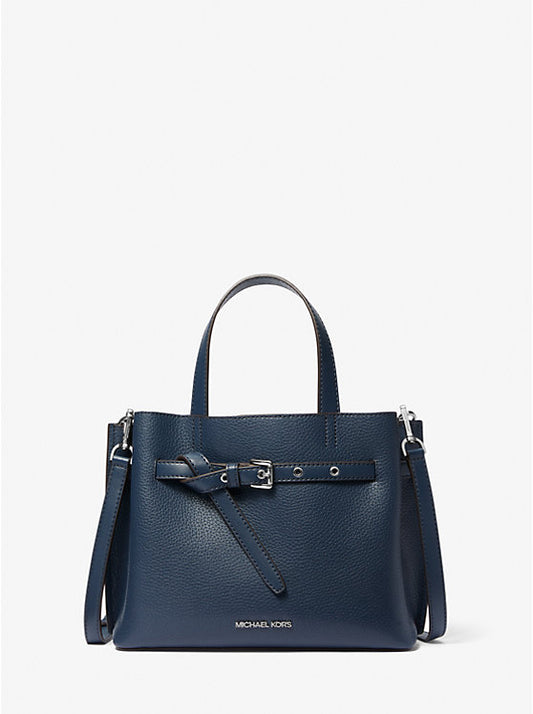 Michael Kors Emilia Small Pebbled Leather Satchel Navy Blue | Pre Order