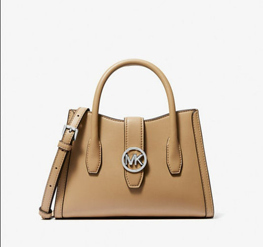 Michael Kors Gabby Small Faux Leather Satchel Camel | Pre Order