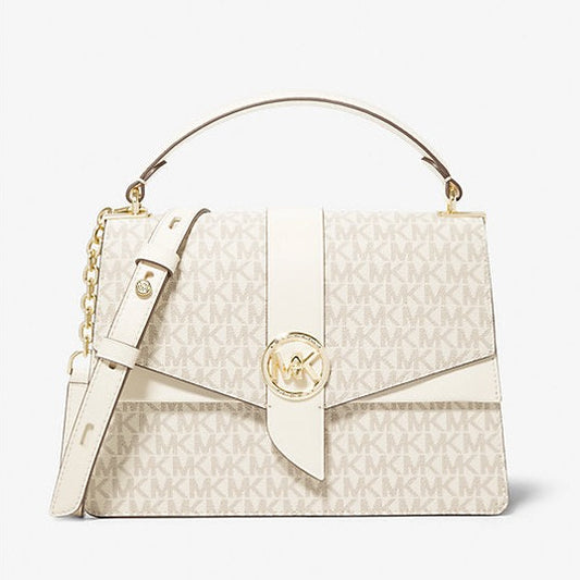 Michael Kors Greenwich Medium Logo Satchel Cream Multi | Pre Order