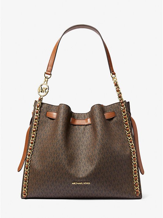 Michael Kors Mina Signature Shoulder Bag Brown | Pre Order