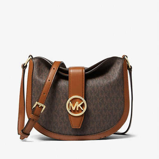 Michael Kors Gabby Small Signature Logo Hobo Crossbody Bag Brown | Pre Order